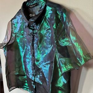 Dangerfield Garden Fairy Fantasies Button-Up Top in Green Size AU 18 US 14